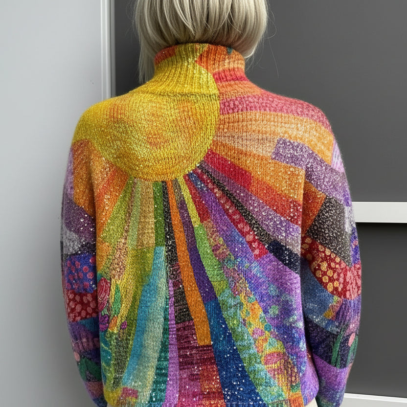 | Multicolor Spring Sweater with Artistic Knit