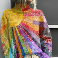 | Multicolor Spring Sweater with Artistic Knit