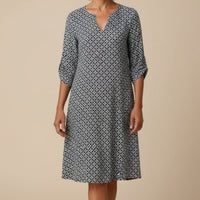 Gerda | Vintage-Inspired Summer Dress with Split Neckline and 3/4 Sleeves 1