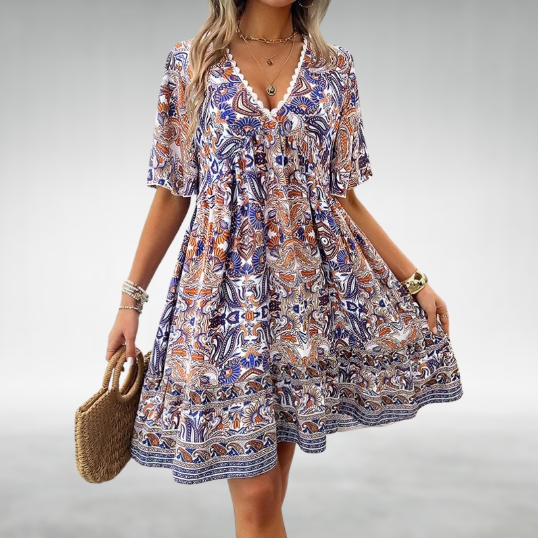 Women’s Summer Boho Paisley Mini Dress