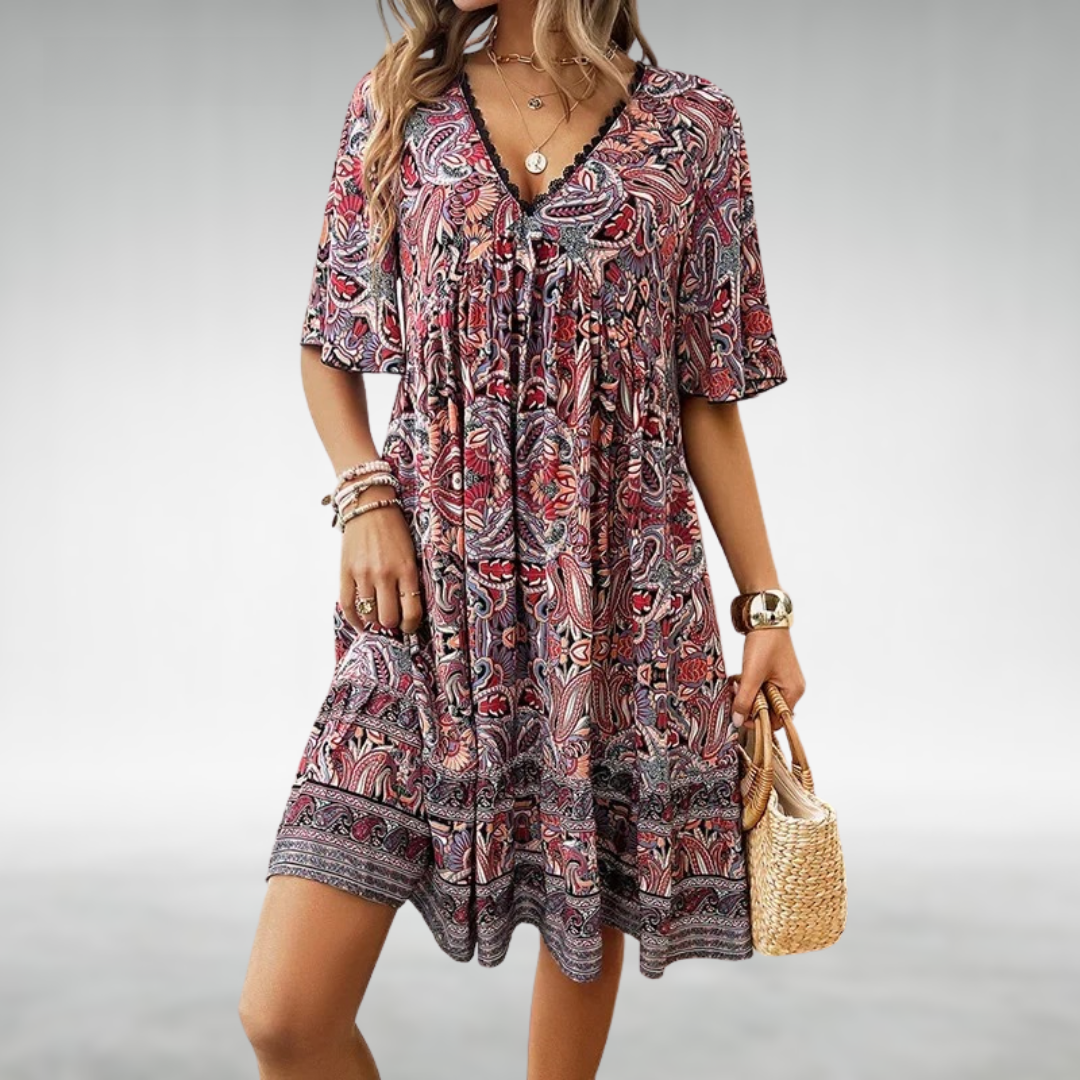 Women’s Summer Boho Paisley Mini Dress