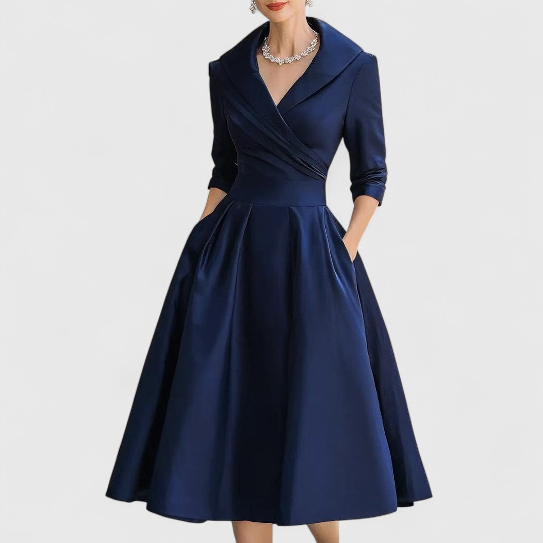 Marley | Elegant Midi Dress with V-Neckline for Cocktail and Formal Events 2