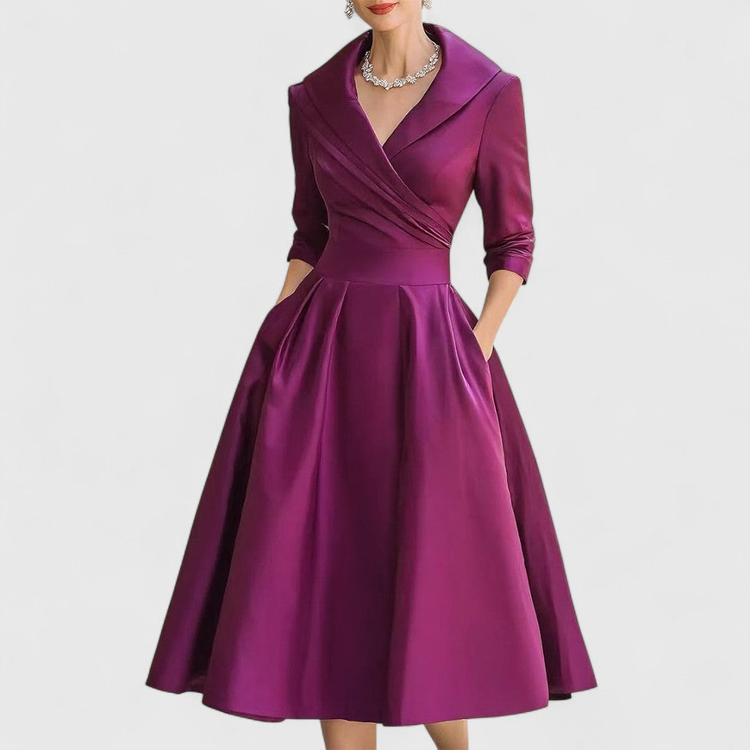 Marley | Elegant Midi Dress with V-Neckline for Cocktail and Formal Events 3