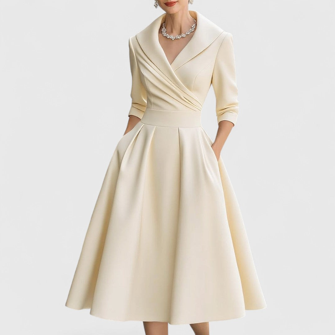 Marley | Elegant Midi Dress with V-Neckline for Cocktail and Formal Events 4