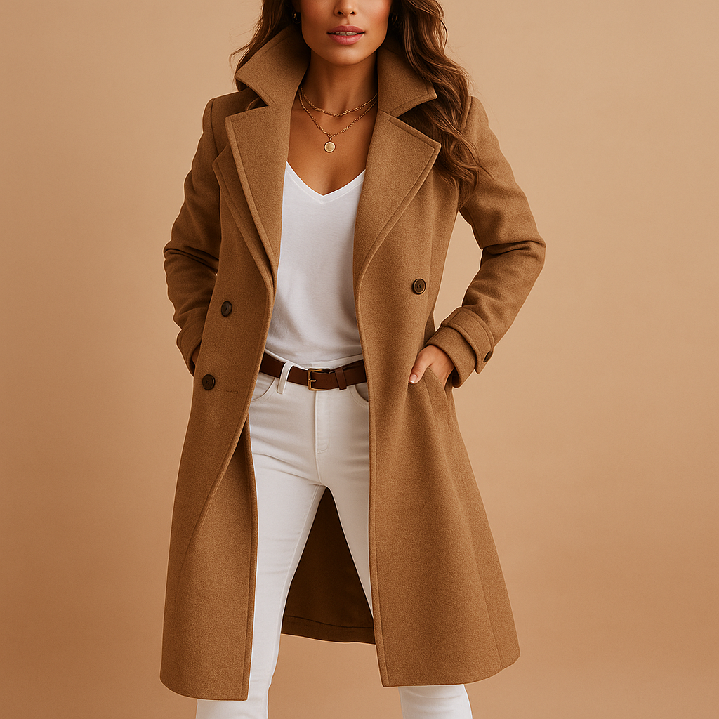 | Classic Long Wool Coat with Sharp Cut