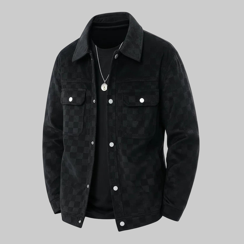 Mavrick | Tailored Checkered Suede Jacket for Modern Elegance 0