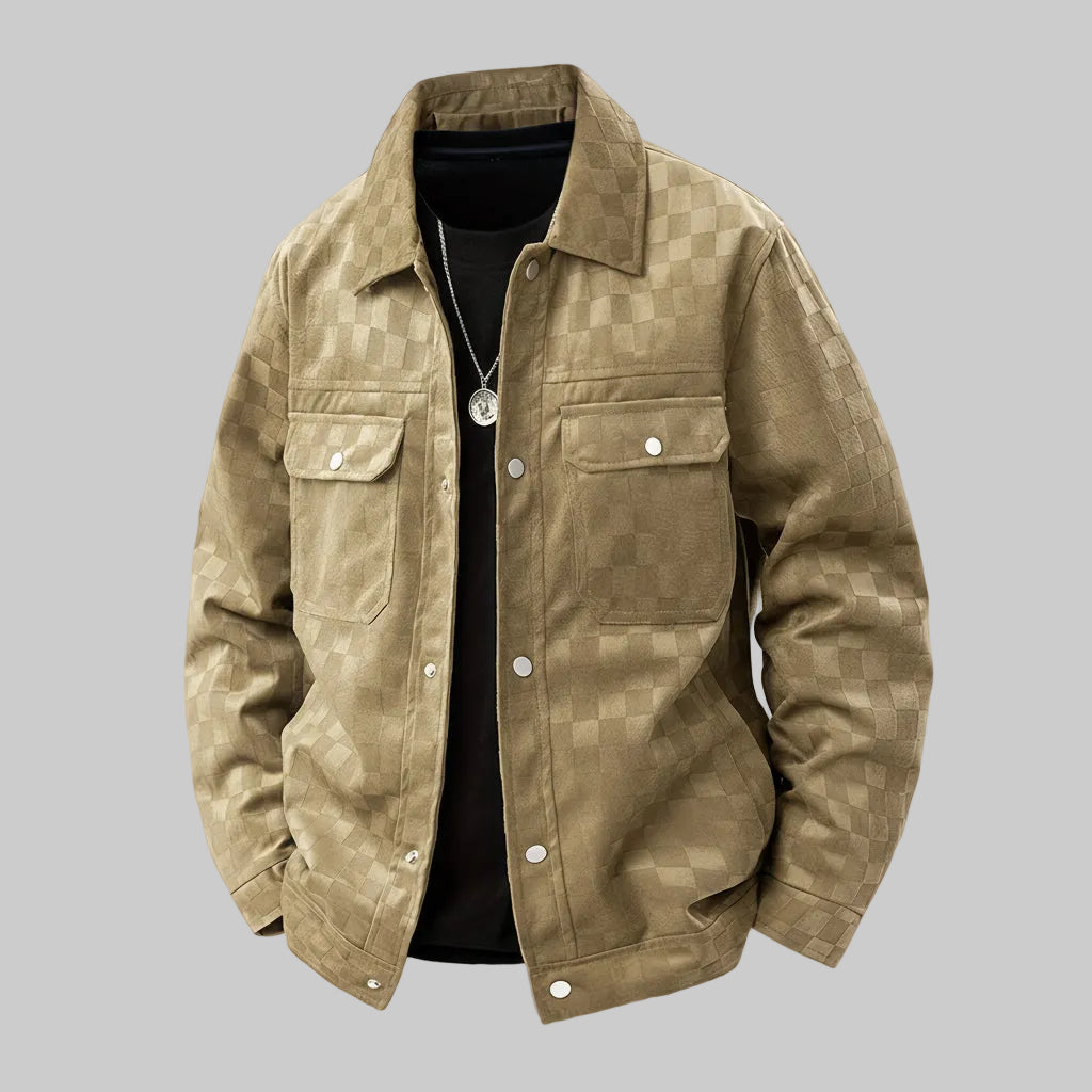 Alveron | Sophisticated Checkered Suede Jacket with Structured Fit