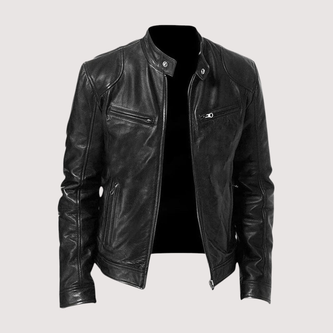 Mitchell | Classic Black Leather Bomber Jacket for Timeless Style and Comfort 0