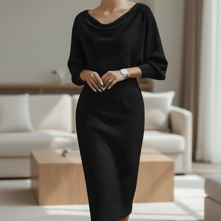 Moira | Elegant White Midi Dress with Long Sleeves for Timeless Sophistication 2