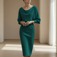 Moira | Elegant White Midi Dress with Long Sleeves for Timeless Sophistication 5