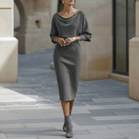 Moira | Elegant White Midi Dress with Long Sleeves for Timeless Sophistication 9