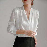 V-Neck Satin Slim Fit Blouse