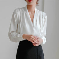 V-Neck Satin Slim Fit Blouse