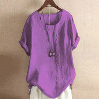 Women’s Summer Button Detail Casual Blouse Chic Everyday Top