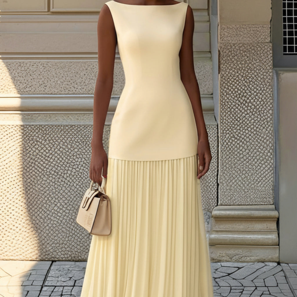 Elegant Summer Cocktail Dress with Pleated Skirt for Timeless Sophistication