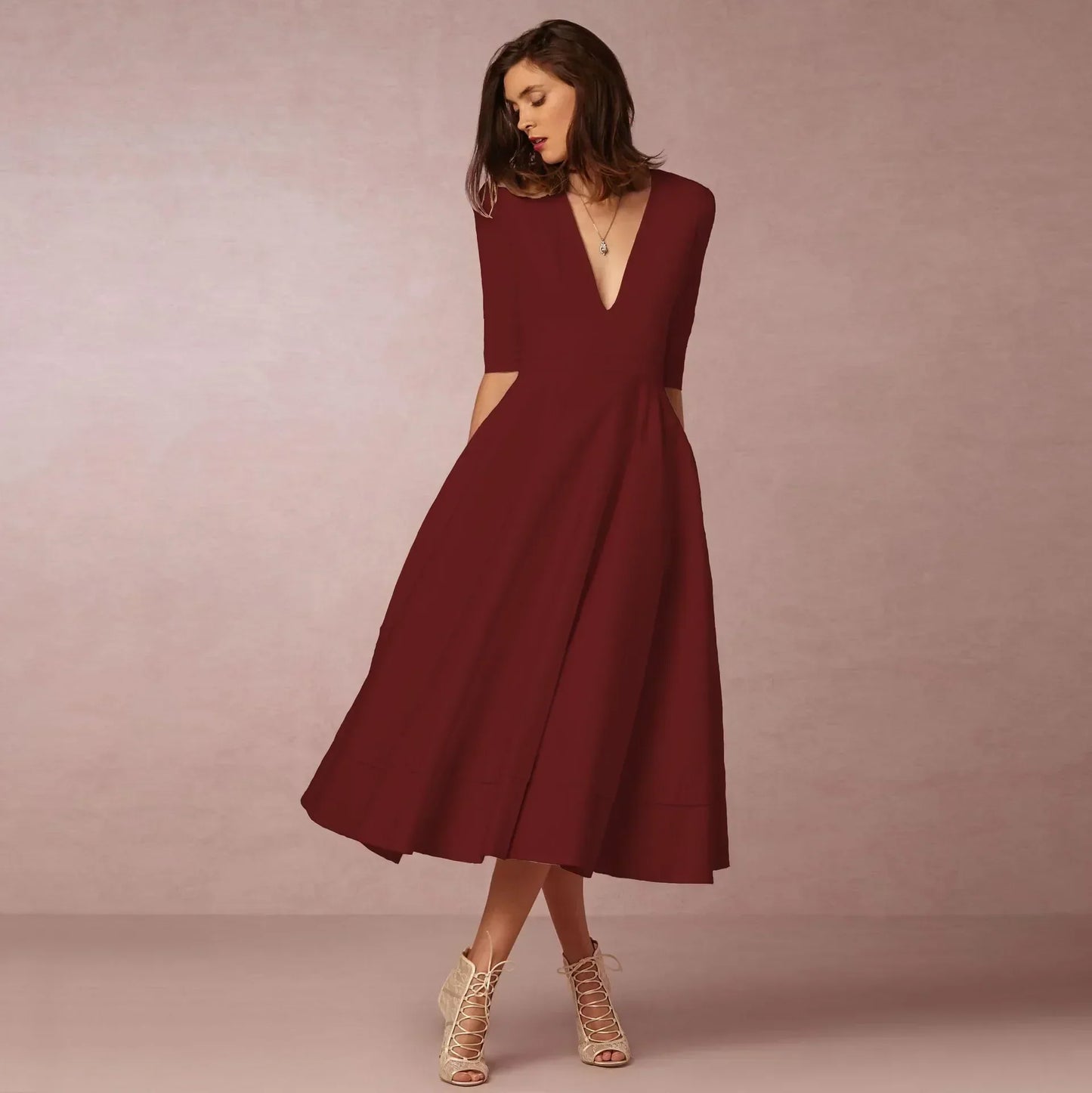Women’s Elegant Flowing Midi Dress
