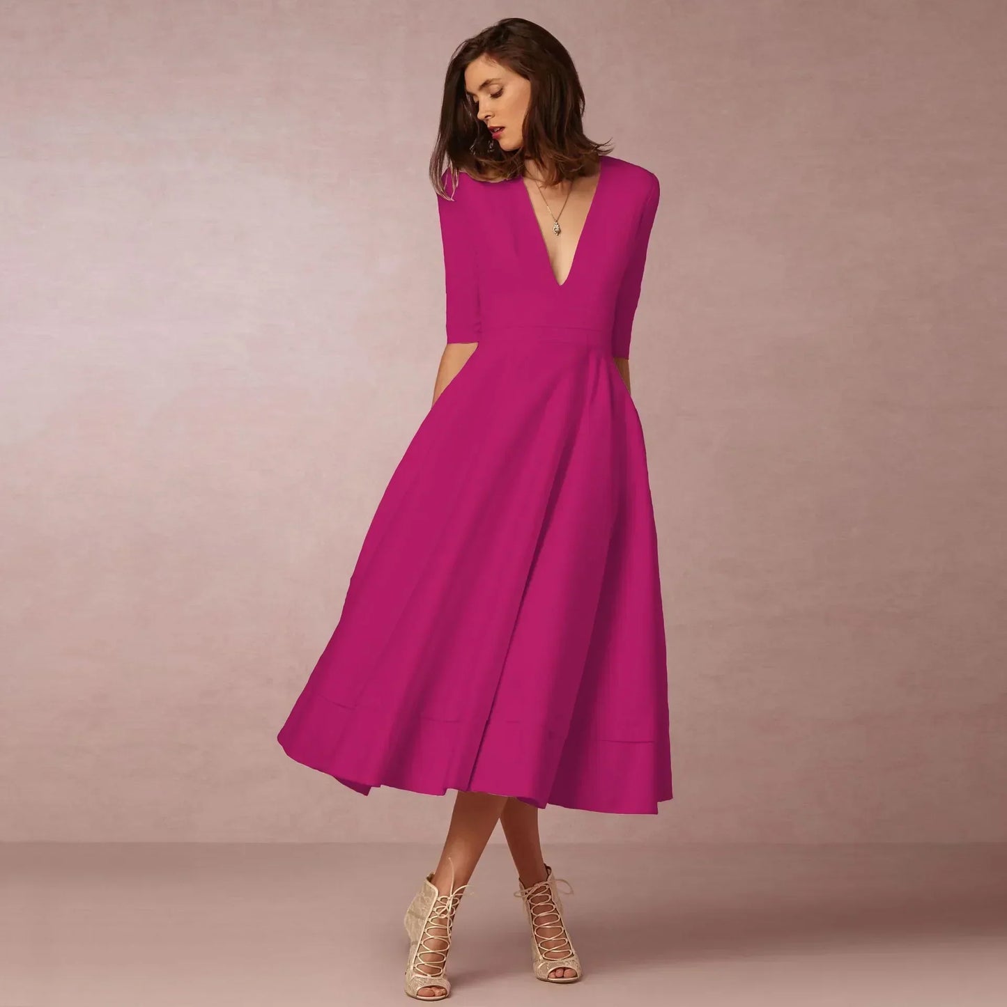 Women’s Elegant Flowing Midi Dress