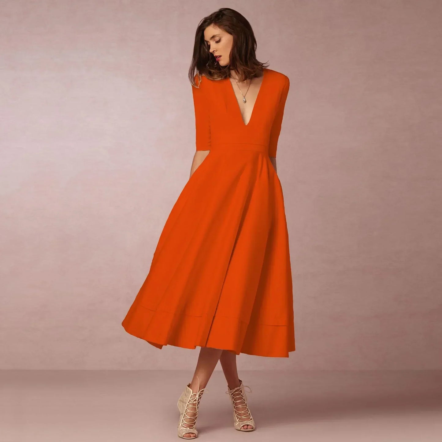 Women’s Elegant Flowing Midi Dress