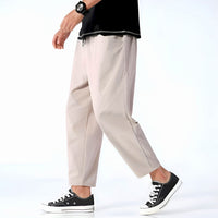Zachary | Cropped Cotton Linen Drawstring Pants
