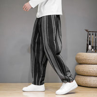 Bryan | Striped Cropped Cotton Linen Pants