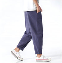 Zachary | Cropped Cotton Linen Drawstring Pants