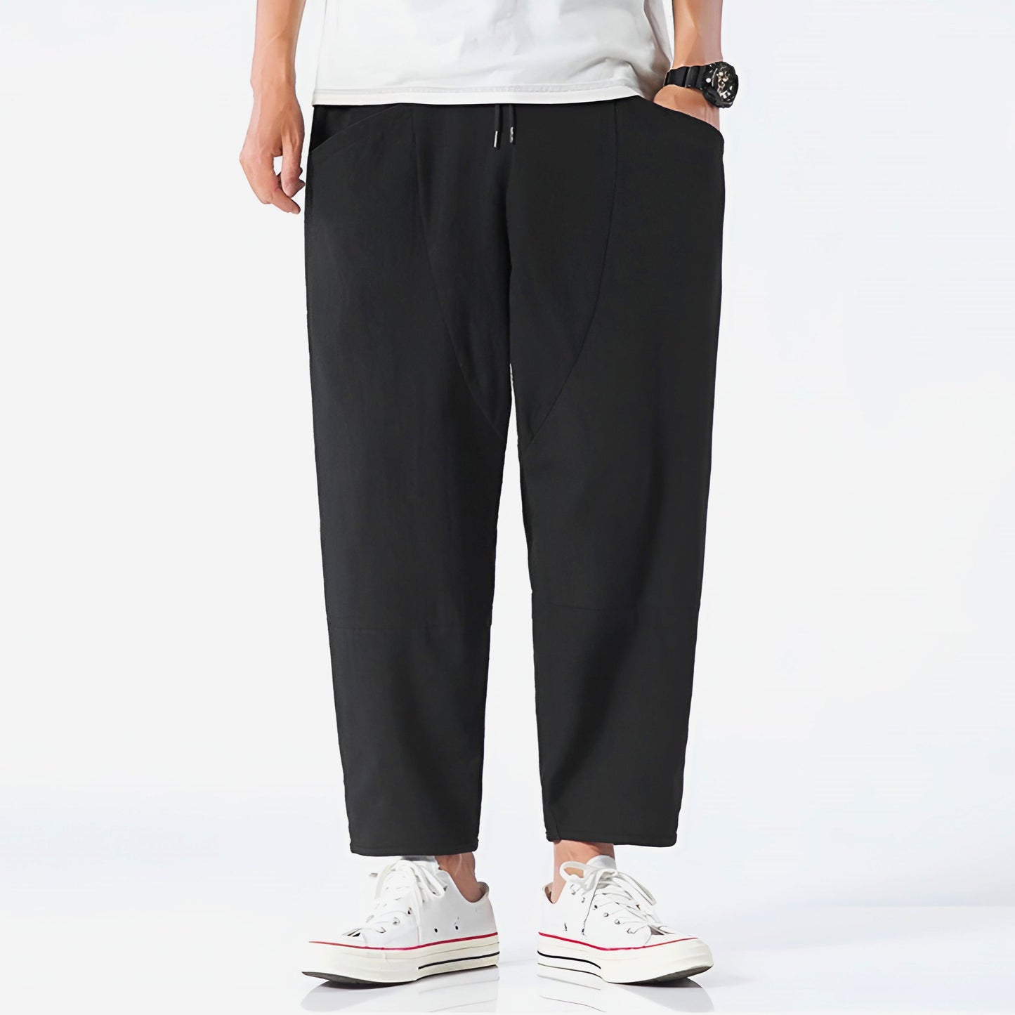 Zachary | Cropped Cotton Linen Drawstring Pants