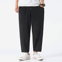 | Cropped Cotton Linen Drawstring Pants