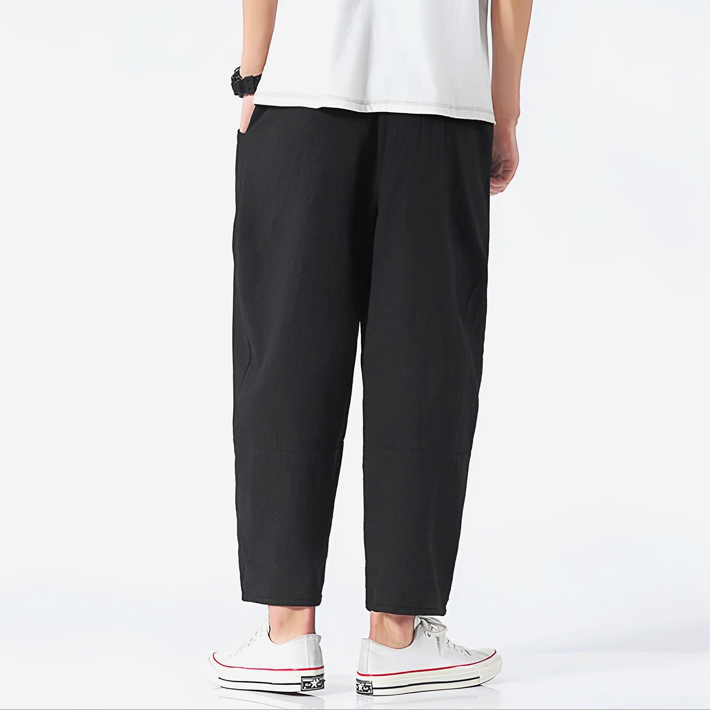 Zachary | Cropped Cotton Linen Drawstring Pants