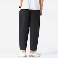 | Cropped Cotton Linen Drawstring Pants