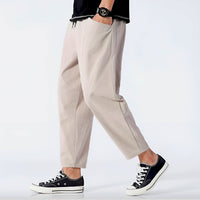Zachary | Cropped Cotton Linen Drawstring Pants
