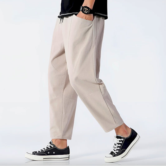 Zachary | Cropped Cotton Linen Drawstring Pants