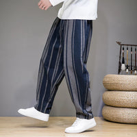 Bryan | Striped Cropped Cotton Linen Pants