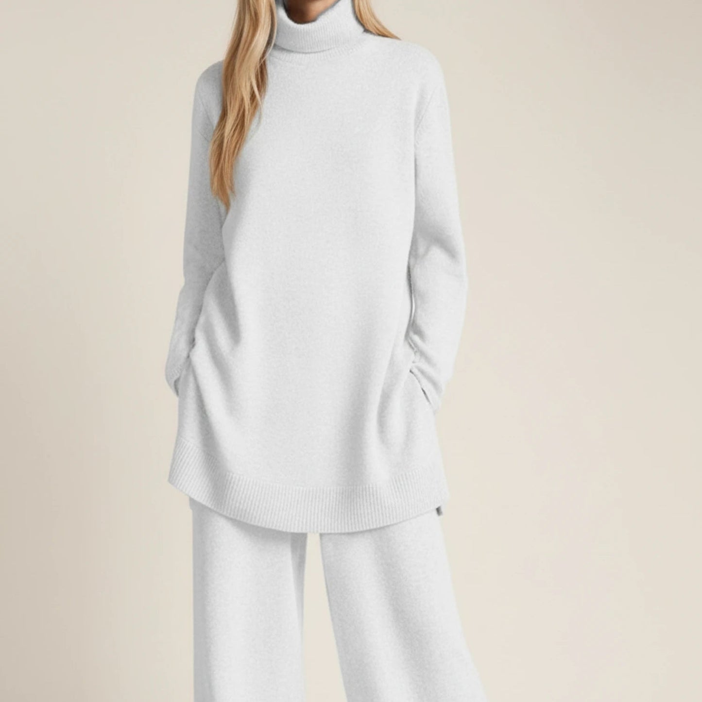| Elegant Turtleneck Wide-Leg Pant Co-Ord
