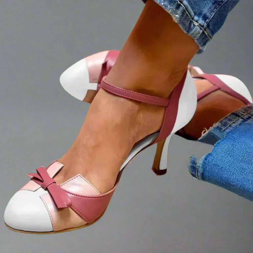 Classic Bow Strap Mid Heel Pumps