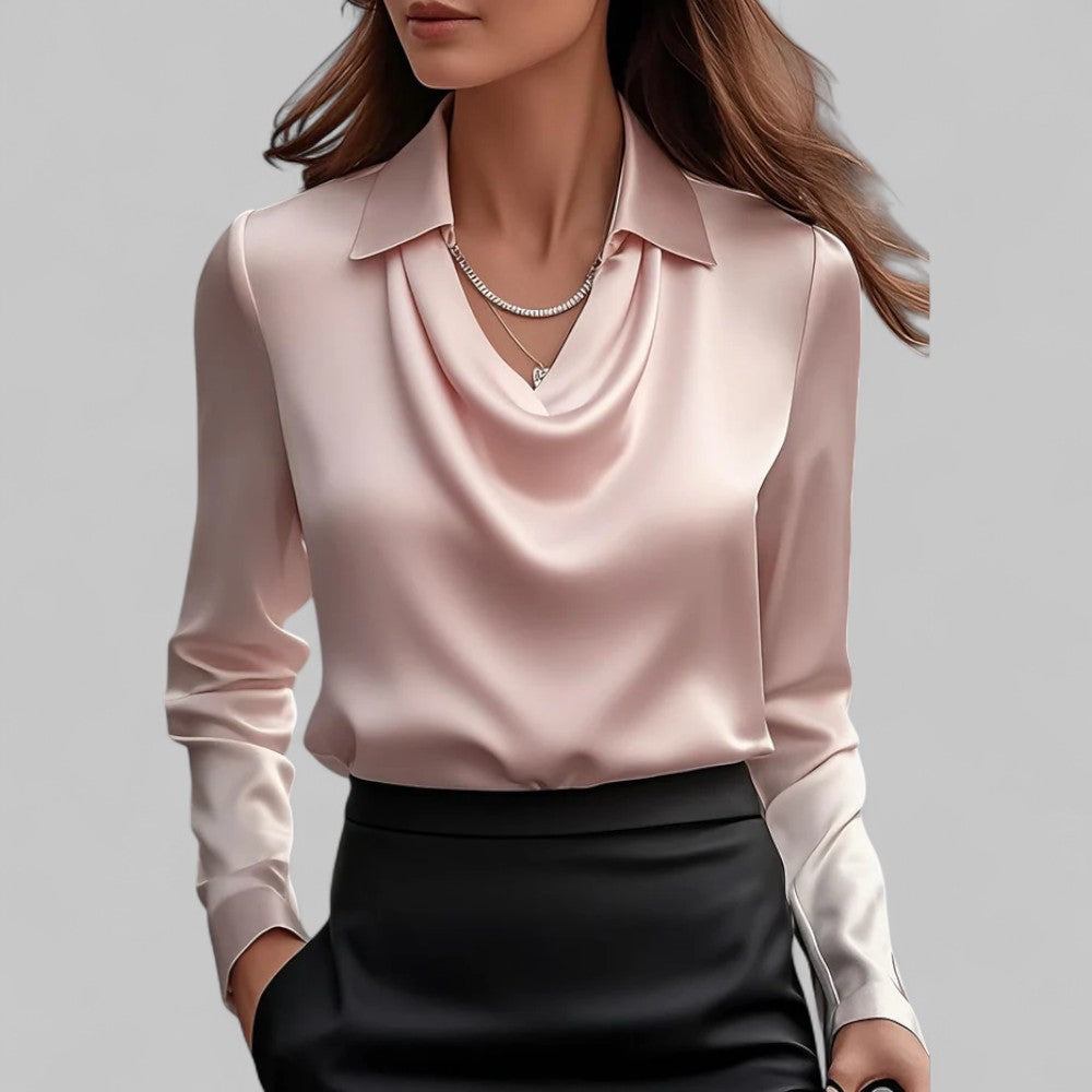 Theresa - Elegant Women's Blouse with Shawl Collar in Luxurious Satin 2