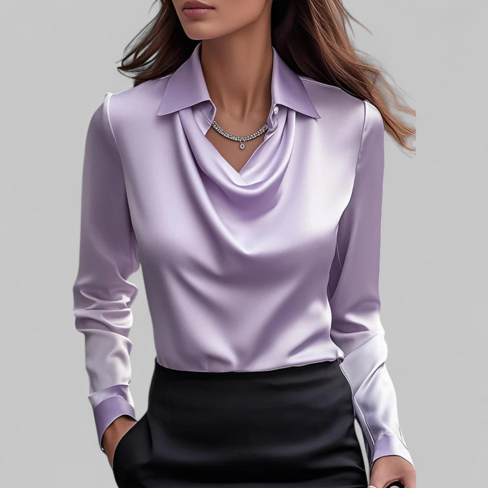 Theresa - Elegant Women's Blouse with Shawl Collar in Luxurious Satin 3