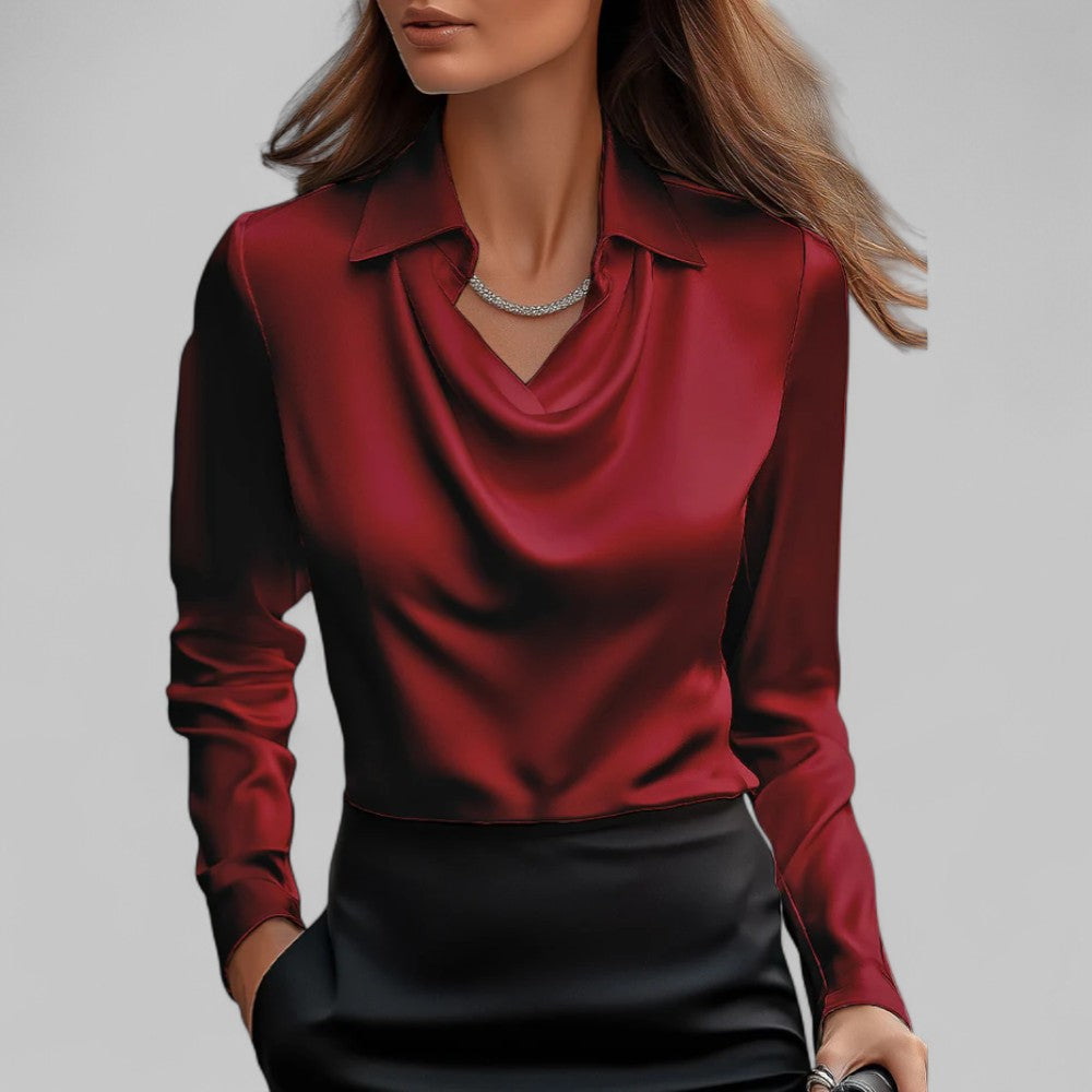 Theresa - Elegant Women's Blouse with Shawl Collar in Luxurious Satin 4