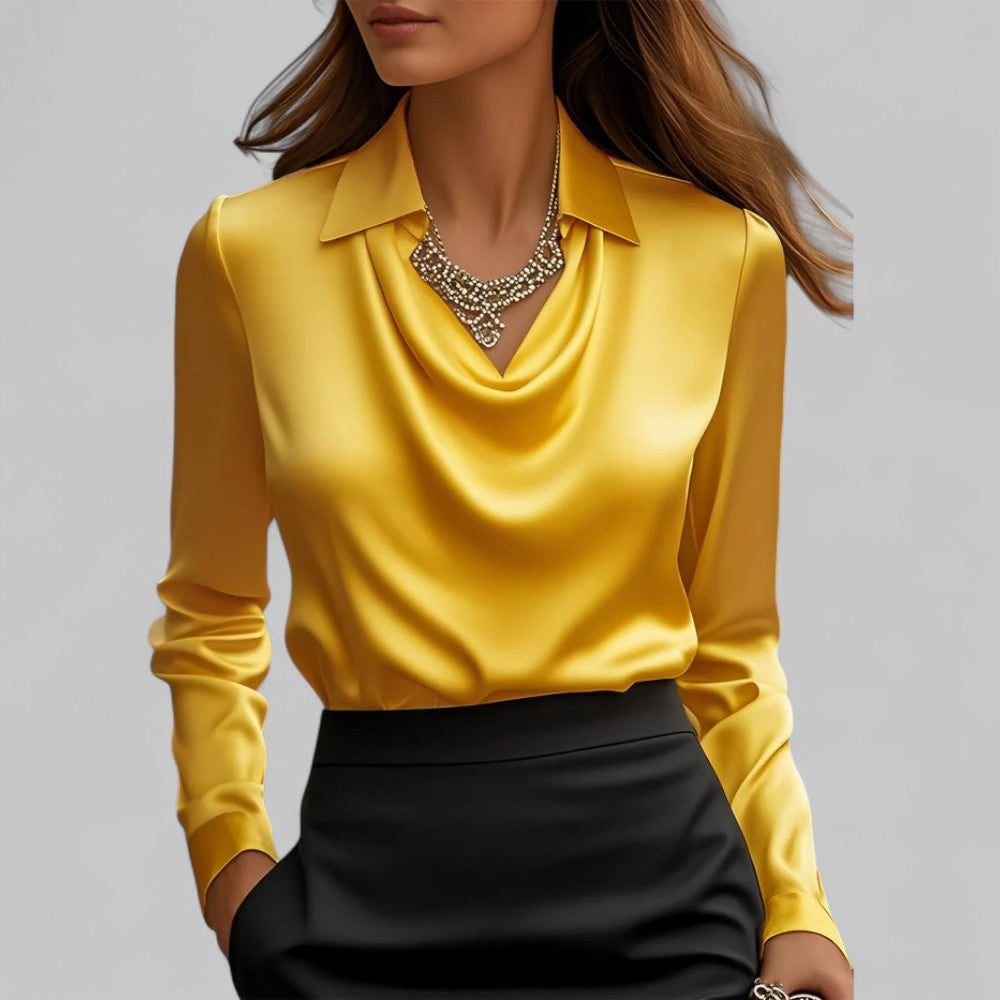 Theresa - Elegant Women's Blouse with Shawl Collar in Luxurious Satin 6