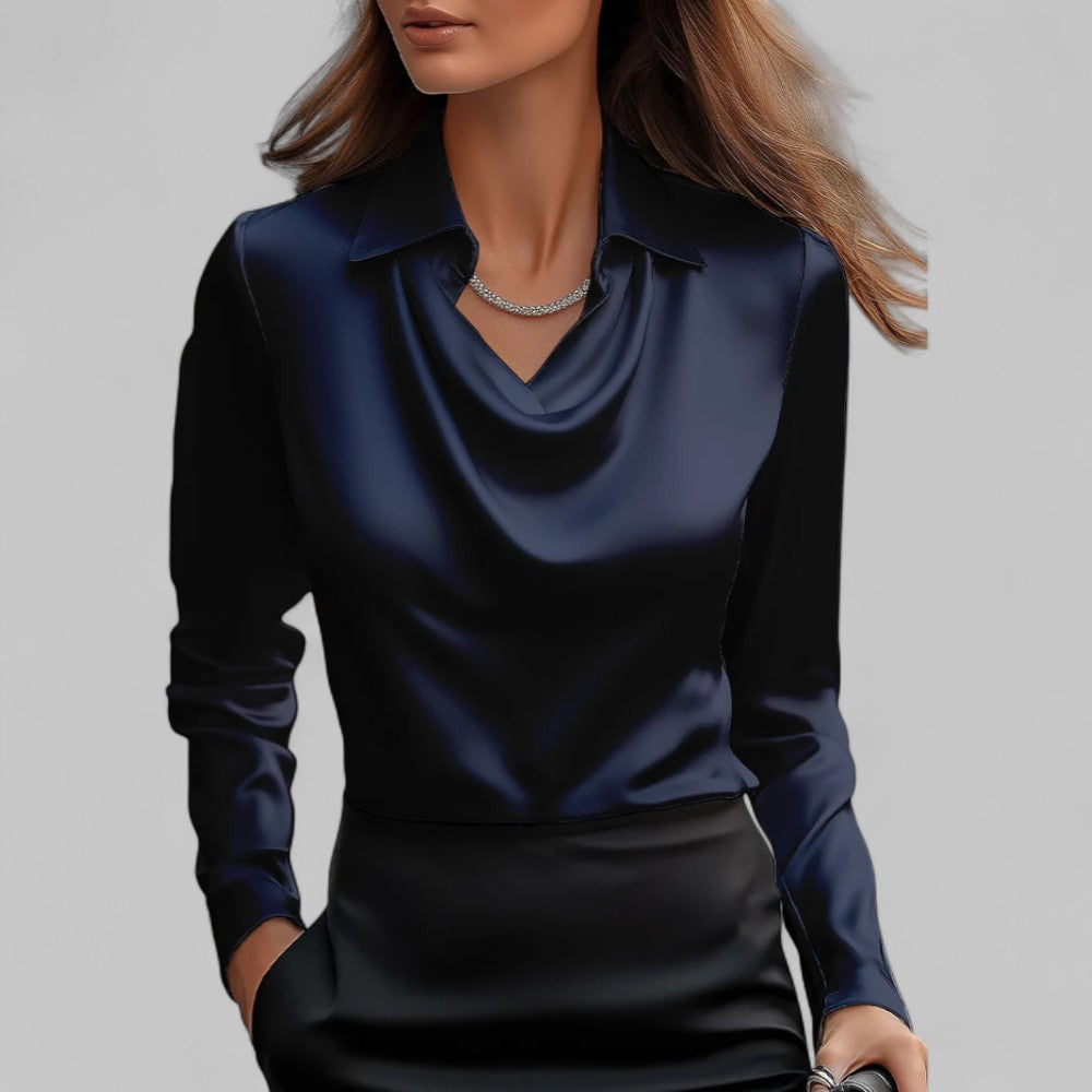 Theresa - Elegant Women's Blouse with Shawl Collar in Luxurious Satin 7