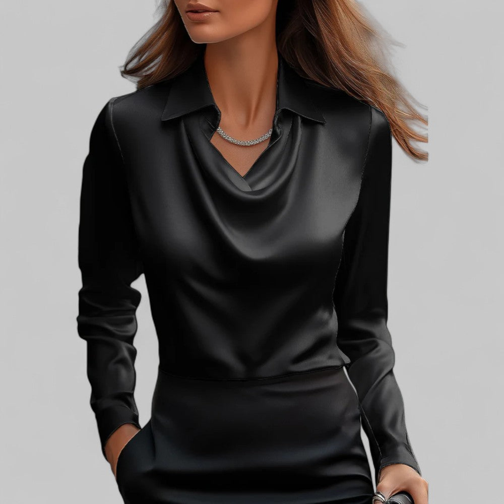 Theresa - Elegant Women's Blouse with Shawl Collar in Luxurious Satin 8