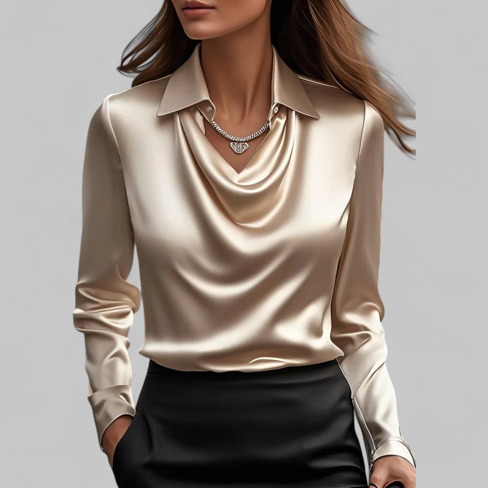 Theresa - Elegant Women's Blouse with Shawl Collar in Luxurious Satin 9