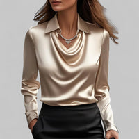 Theresa - Elegant Women's Blouse with Shawl Collar in Luxurious Satin 9