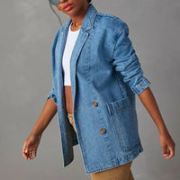 Women’s Blue Long Lapel Denim Jacket