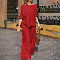 Women’s Casual Short Sleeve Top and Wide Leg Pants Set