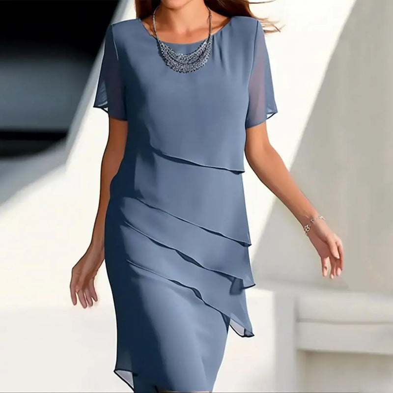 Elegant Asymmetrical Midi Dress Modern Chic Occasion Wear
