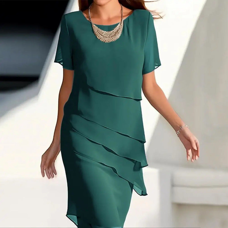 Elegant Asymmetrical Midi Dress Modern Chic Occasion Wear