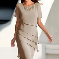 Elegant Asymmetrical Midi Dress Modern Chic Occasion Wear