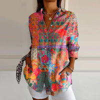 Artistic Floral Splash Blouse Contemporary Chic Shirt