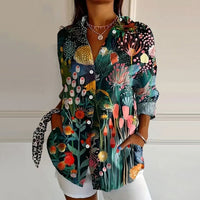 Artistic Floral Splash Blouse Contemporary Chic Shirt