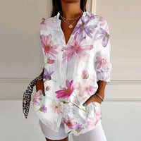 Artistic Floral Splash Blouse Contemporary Chic Shirt